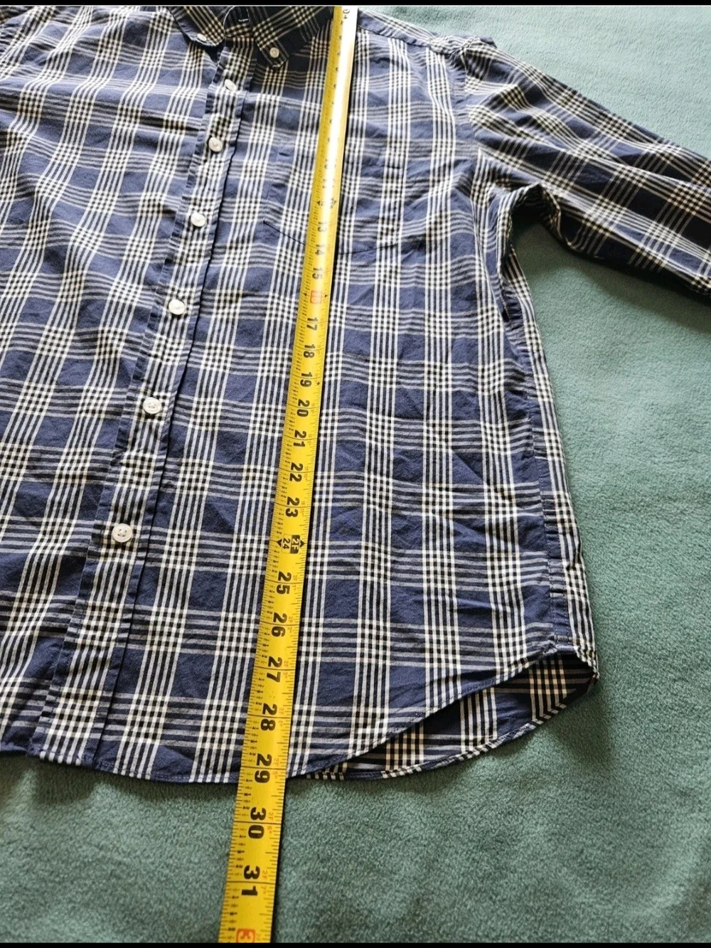J.Crew Men's Navy and White Plaid Button-Down Slim Untucked Shirt